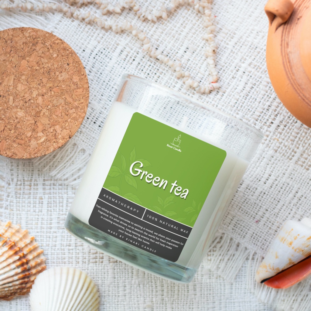 Green tea 65 gram lilin aromaterapi, Rasakan sensasi kesegaran dan kesejukan teh hijau pegunungan pu