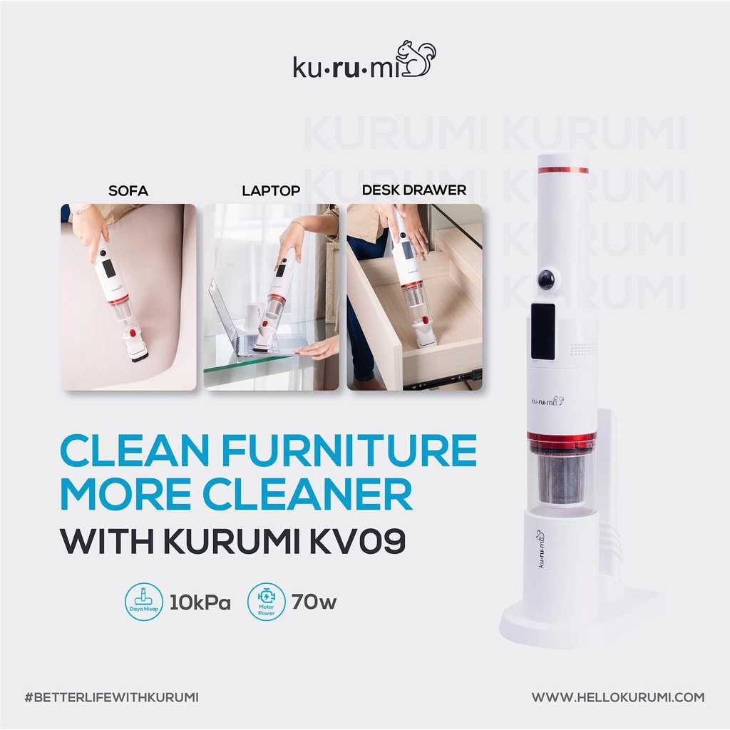 Kurumi KV09 / KV 09 Cordless Car Vacuum Cleaner