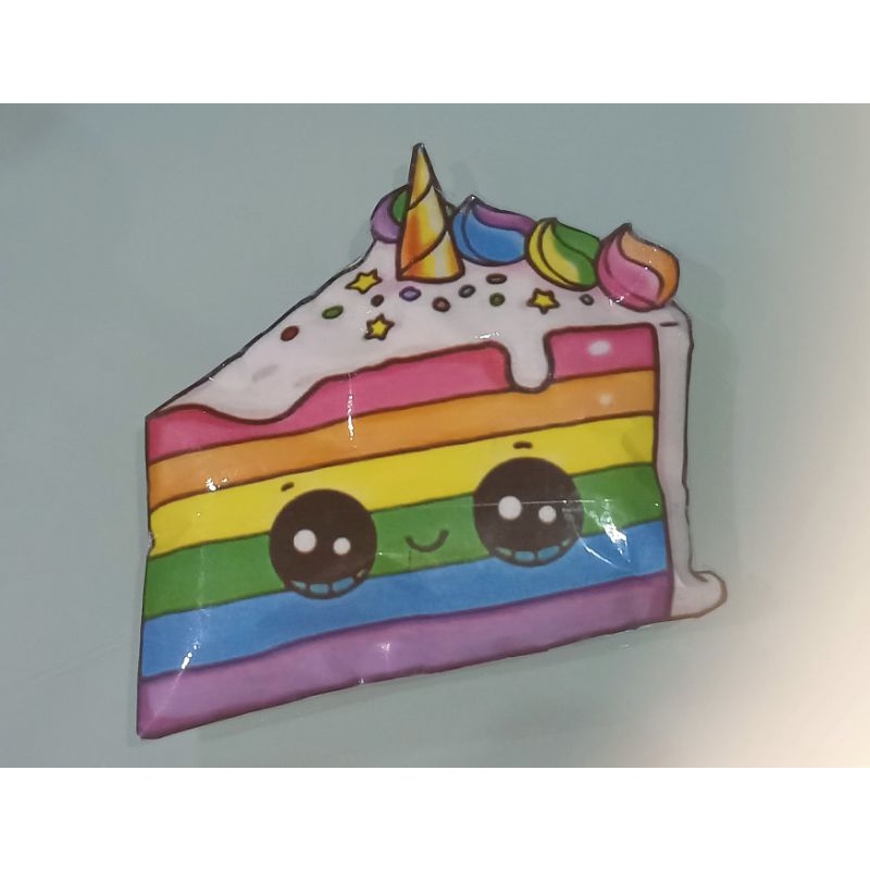 PREMIUM PAPER SQUISHY RAINBOW UNICORN SLICE CAKE