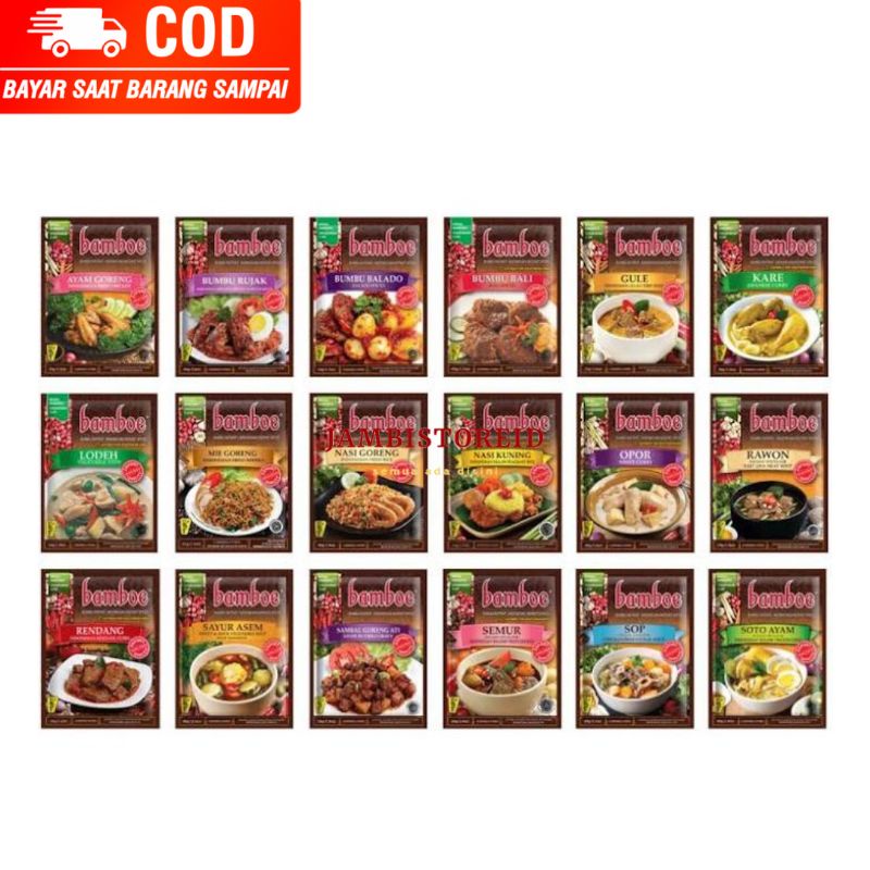 

(JAMBISTOREID) JAMBI LANGSUNG KIRIM Bumbu Bamboe All Varian 60gram Instant Nasi Kuning Hainan Kare Soto Ayam Goreng Kalasan Tomyam Tom Yum Saos Saus Masakan Luar Negeri Export Western Asia Lokal Indonesia Thailand Manis Asem Jambi