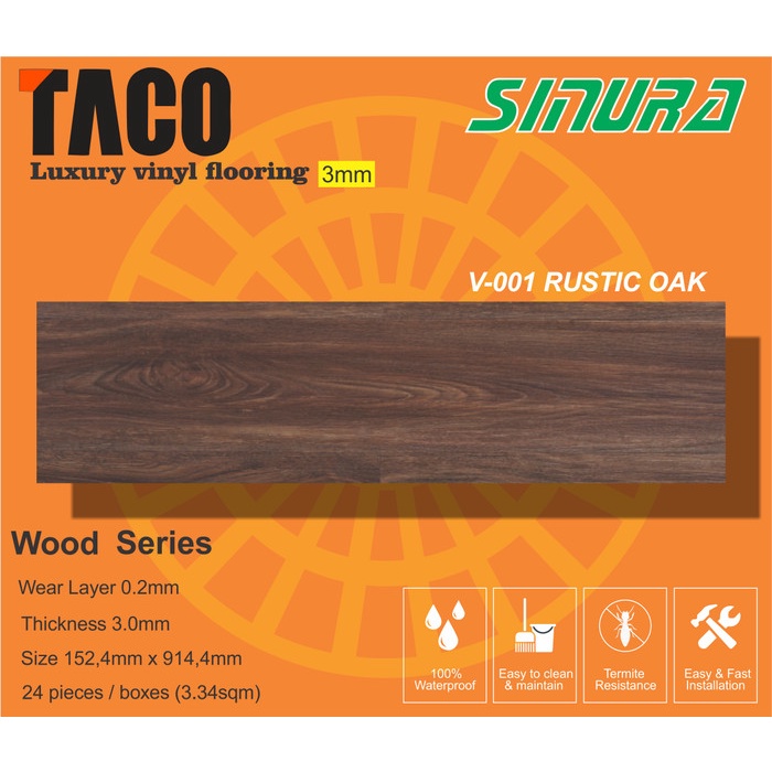 Tag Taco Luxury Vinyl Flooring 3Mm / Vinyl Lantai / /Vinyl Serat Kayu*Code