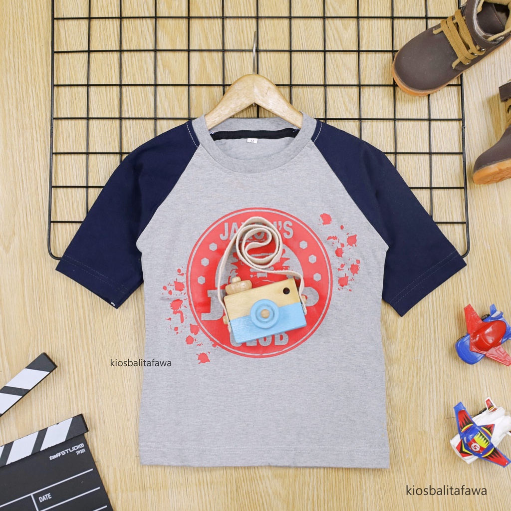 Kaos Reglan Distro Size 3-4 Tahun / Baju Branded Import Lengan Pendek Murah Anak Laki Cowok Polos