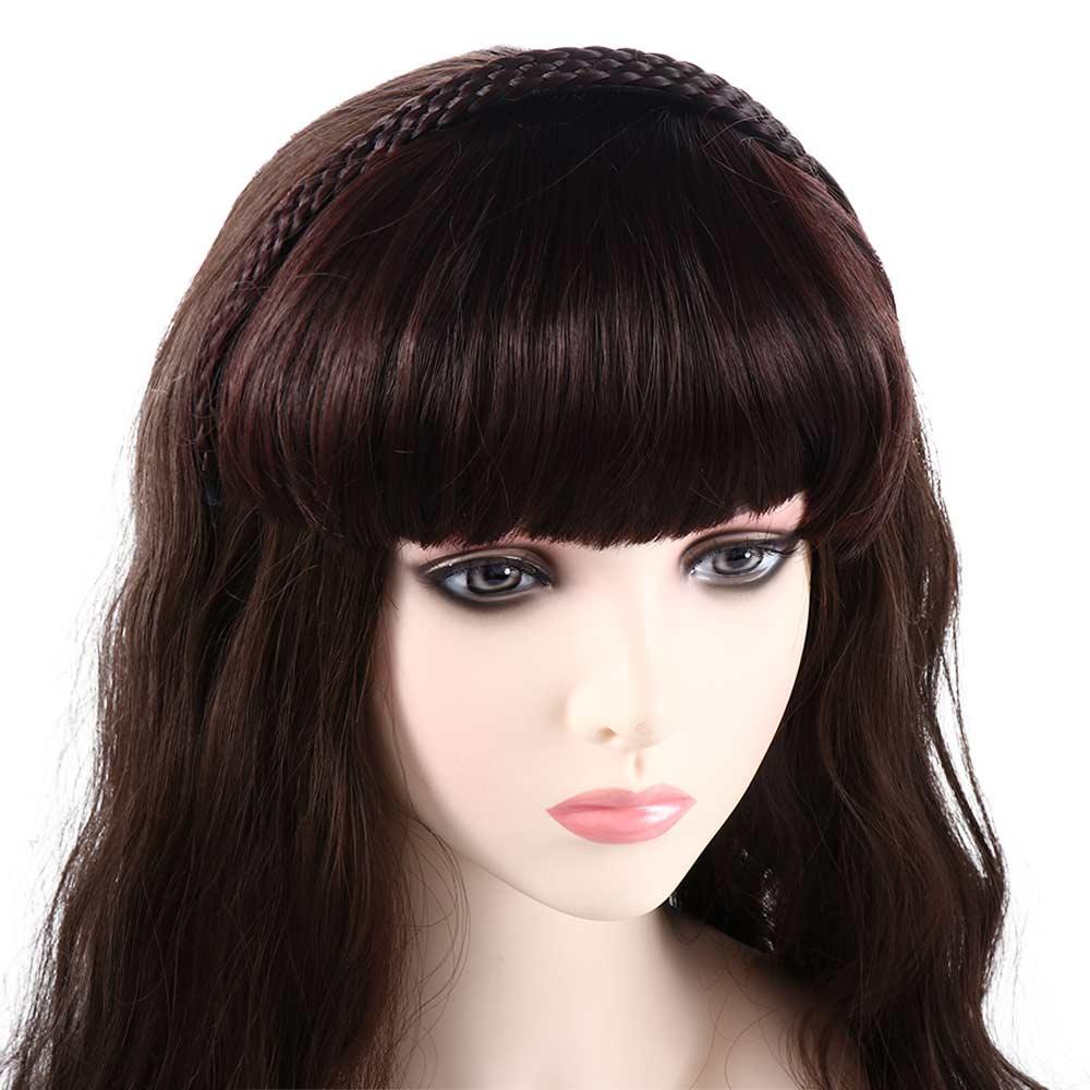 Agustina Tumpul Poni Palsu Alami Wanita Sintetis Hiasan Kepala Hairpieces Tahan Panas