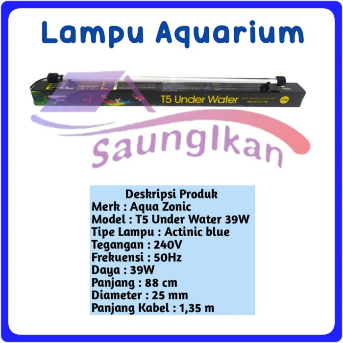 Lampu Celup Tanning ARWANA T5 AQUA ZONIC 39 W 90 Cm Actinic Blue