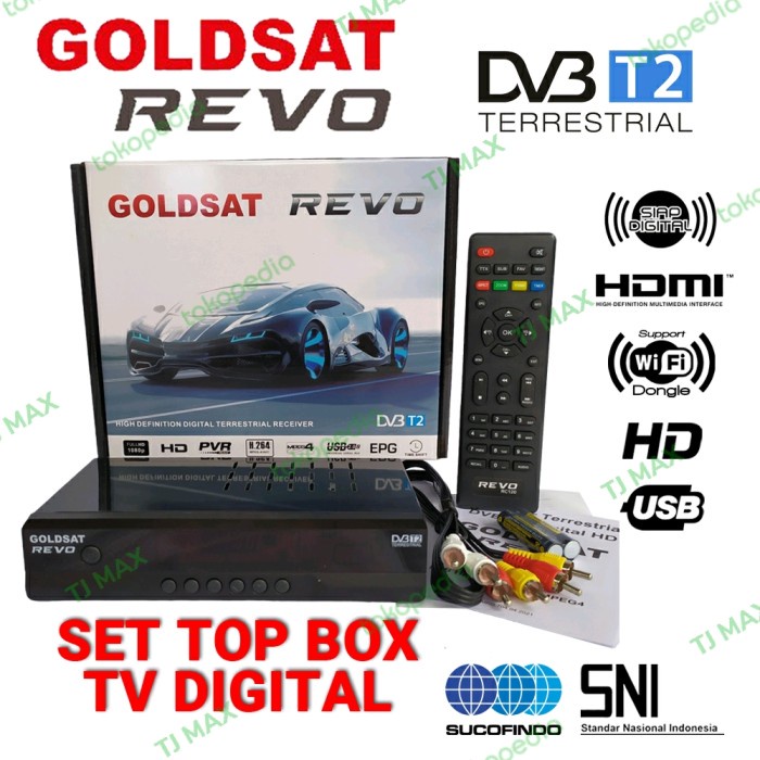 Jual Receiver Set Top Box Tv Digital Goldsat Revo Dvb T2 / Stb Receiver