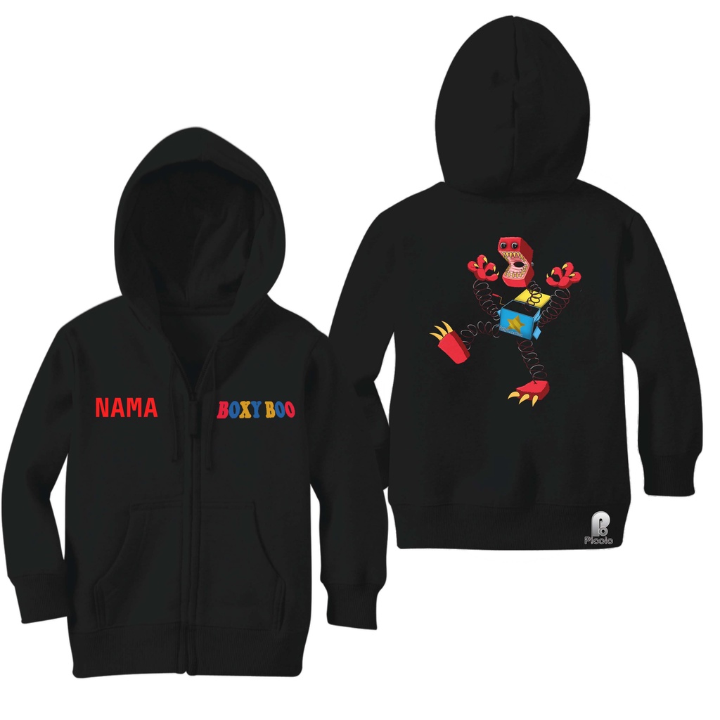 SWEATER HOODIE ZIPPER ANAK MOTIF BOXY BOO UNISEX (FREE NAMA)