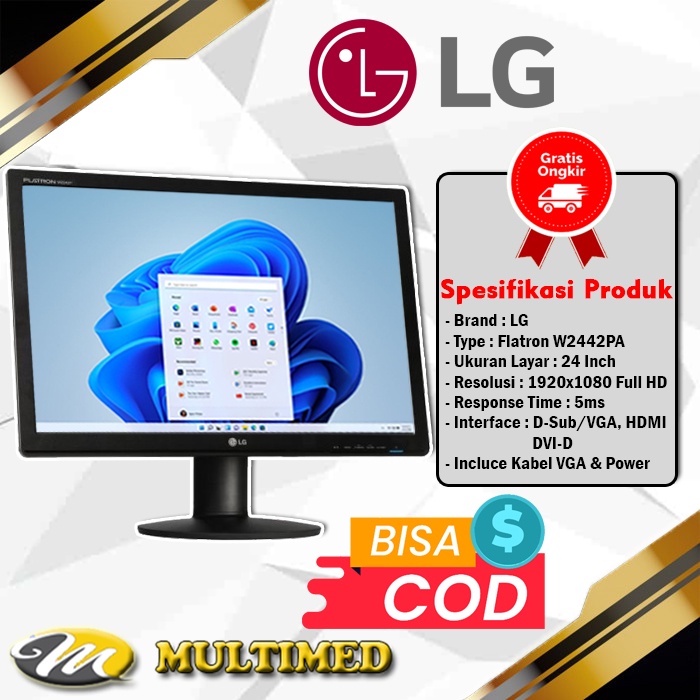 Layar Monitor LED / LCD 24 Inch Full HD WIde Screen Second