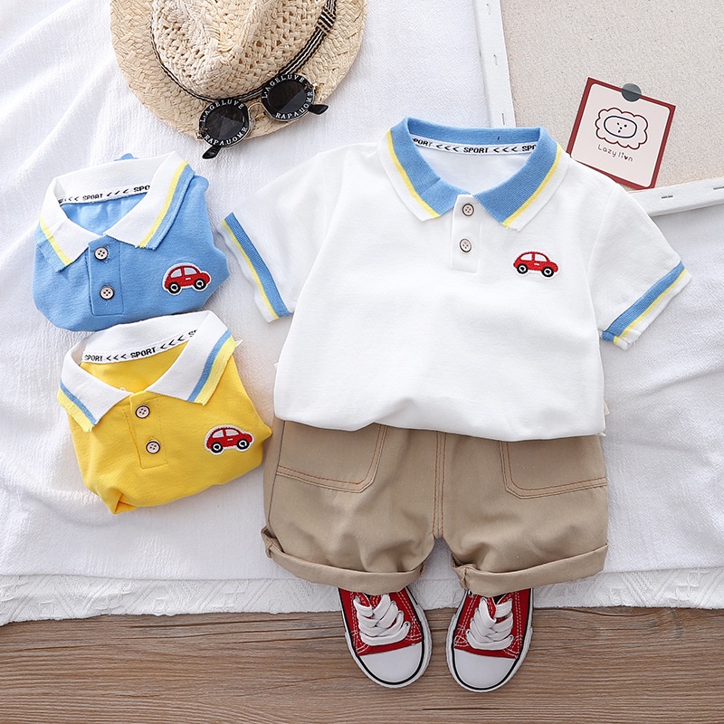 Setelan Kaos Berkerah Anak Laki2 Murah Usia 1 2 3 4 5 Tahun Casual Branded Set Kaus Pollo Anak Balit