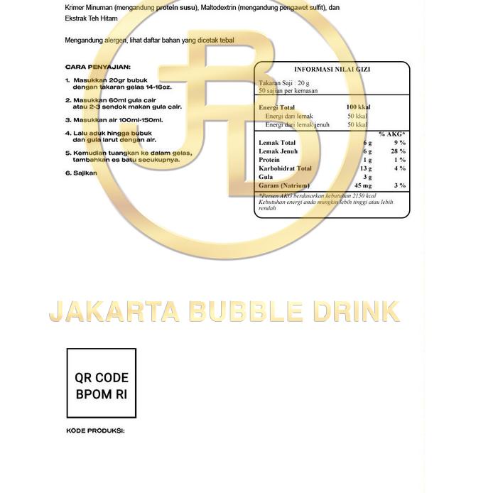 

[PRODUK CQIKO] Bubuk Minuman MILK TEA Powder 1 KG - Jakarta Bubble Drink | HALAL R7P