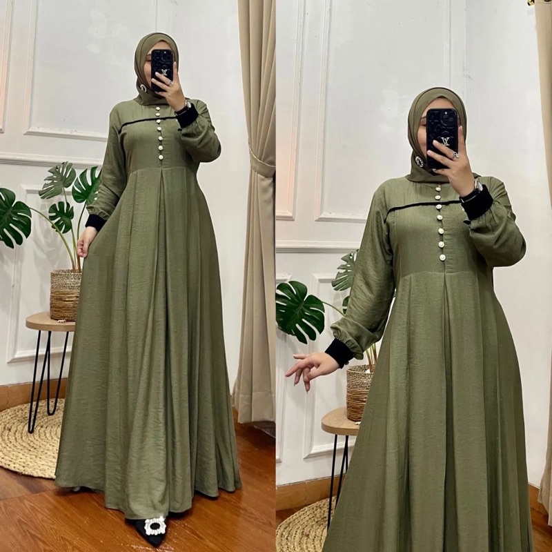 NAYARA DRESS  Matt Cotton Crinkle List - Gamis Simple LD 110 GAMIS DAILY