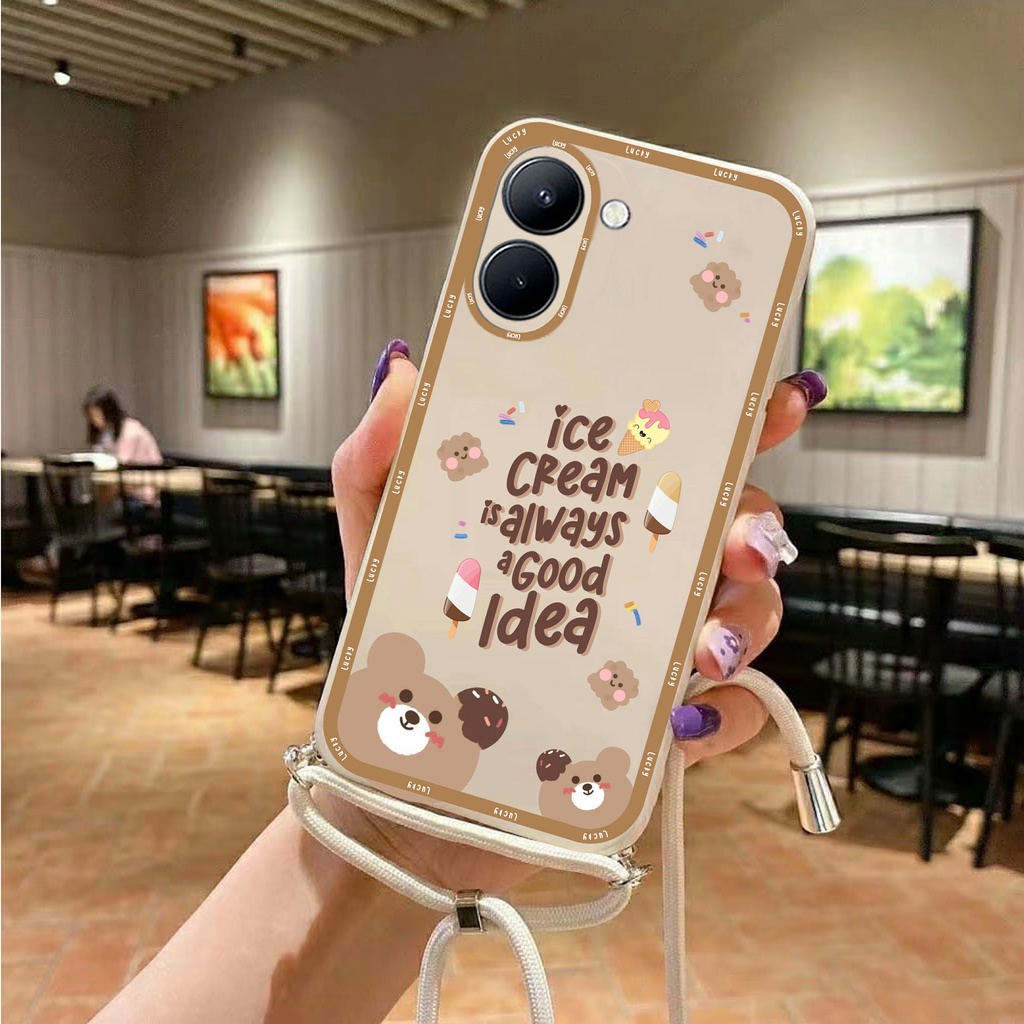 Softcase Macaron Motif Bear + Tali Sling Realme C33 C30 C31 C35 C12 C15 C21 C20 C11 C21Y C25Y C17 - 