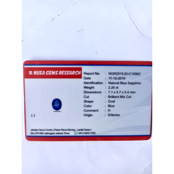 Cincin Batu Permata Natural Blue Sapphire Ori