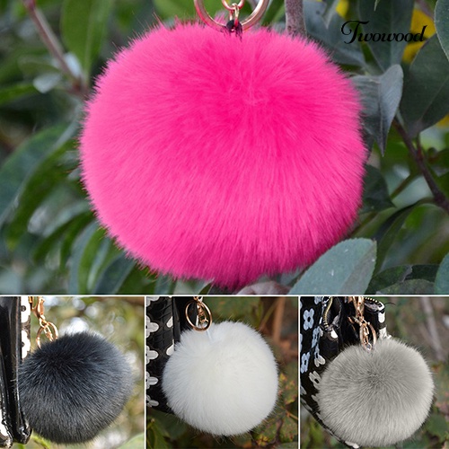 Twowood Hot Furry Ball Keychain Gantungan Kunci Tas Aksesoris Ekor Gantungan Kunci Bulu Kelinci