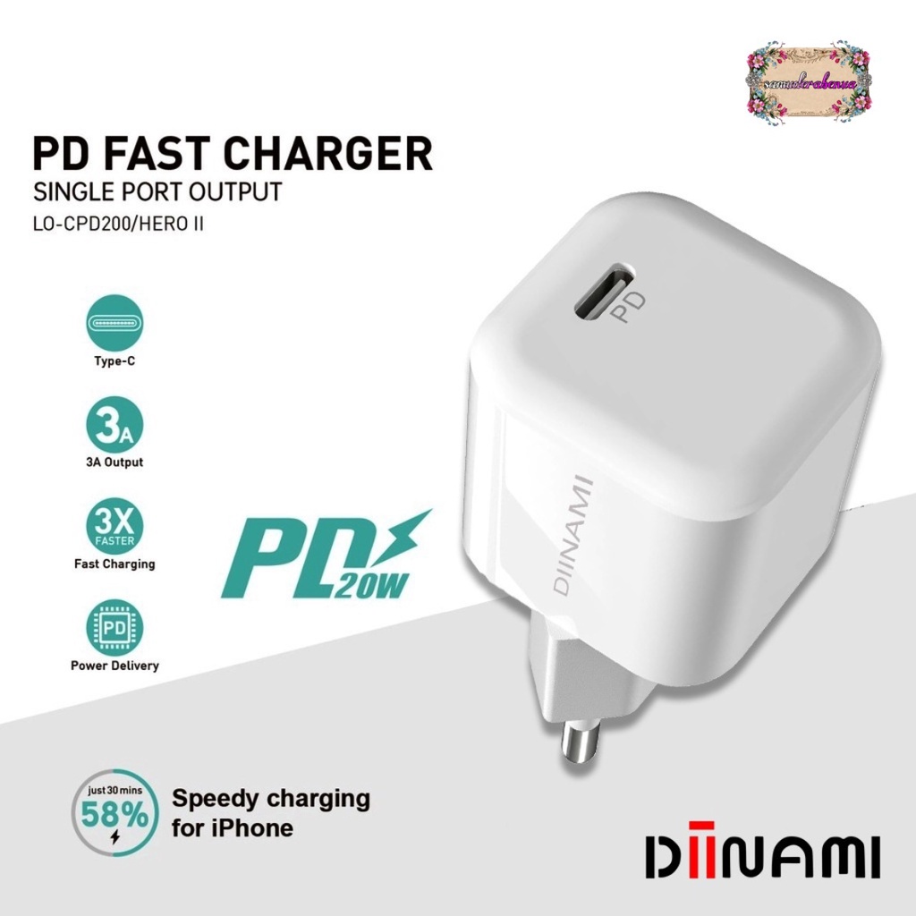 DIINAMI P8 Adaptor BATOK Charger CASHAN Power Nano 20 Batok Fast Charging 20W 3A Type-C (PD) Multi Protection SB4575