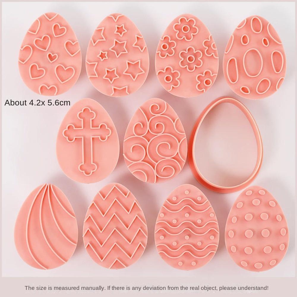 Solighter 10pcs/set Cetakan Kue Kering Paskah Decor Kits 3D Baking Tools Alat Press Cookie Cutting Mold