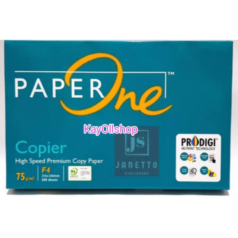 

Kertas HVS PAPER ONE Copier 75 GR GSM Print Fotocopy Folio PAPERONE