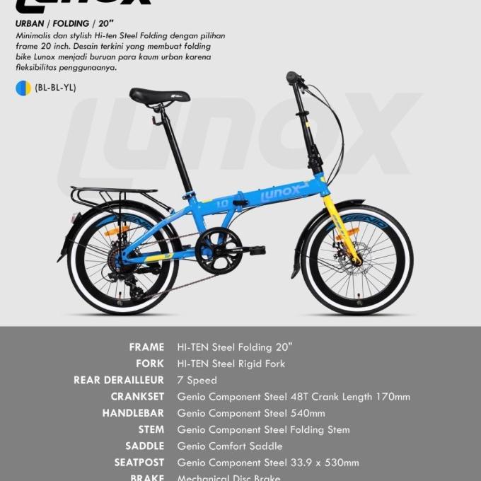Sepeda Lipat 20 Genio Lunox 1.0 New Boncengan