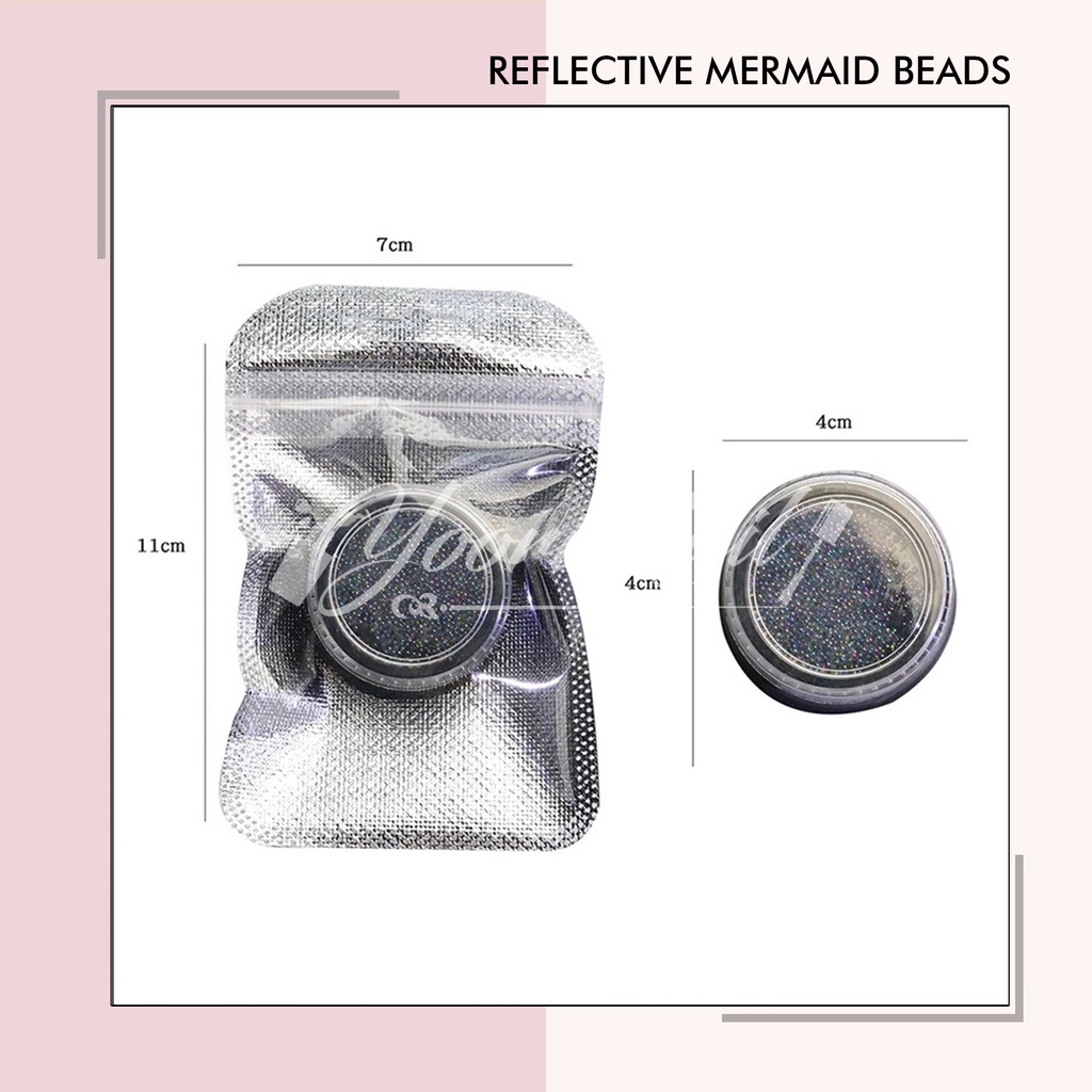 Reflective mermaid beads manik nail art reflective natural light effect reflective mermaid