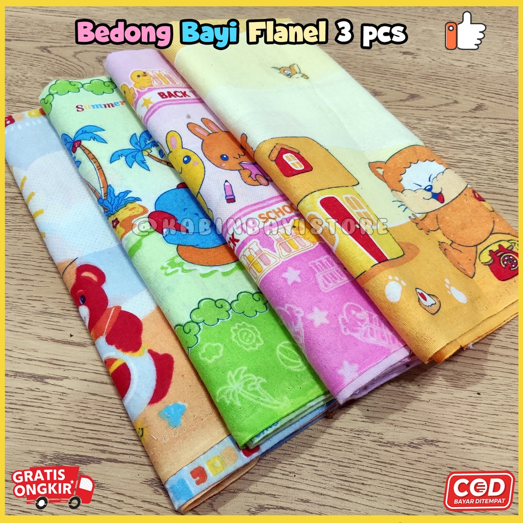 3 Pcs Bedong Bayi Lembut Karakter