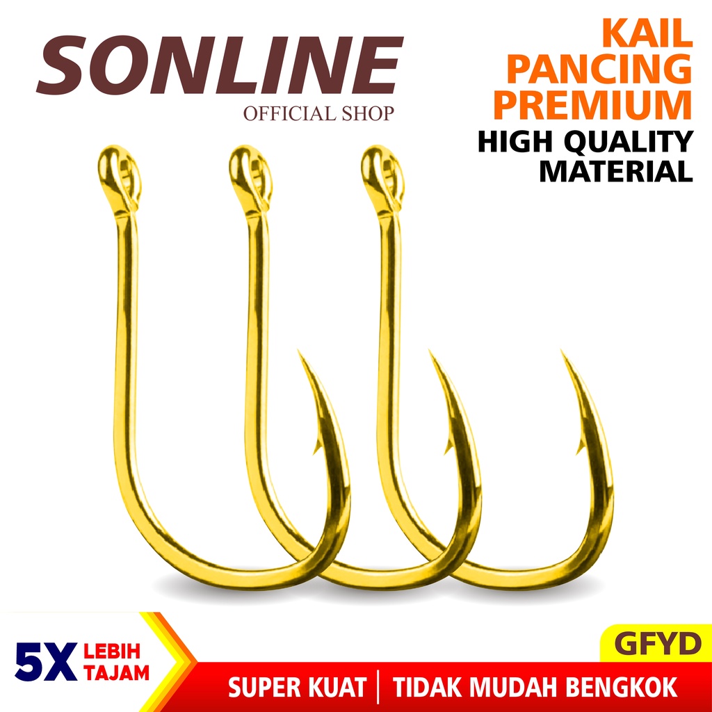 Sonline Kail Pancing Gold 25 pcs High Carbon Steel Barbed Fishing Hook Tackle Kail GFYD-0