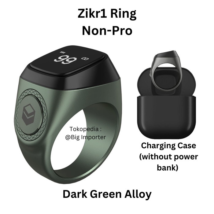 {FamilyStore} iQibla Smart Ring Tasbih Alumunium Alloy - Dark Green 20mm Murah