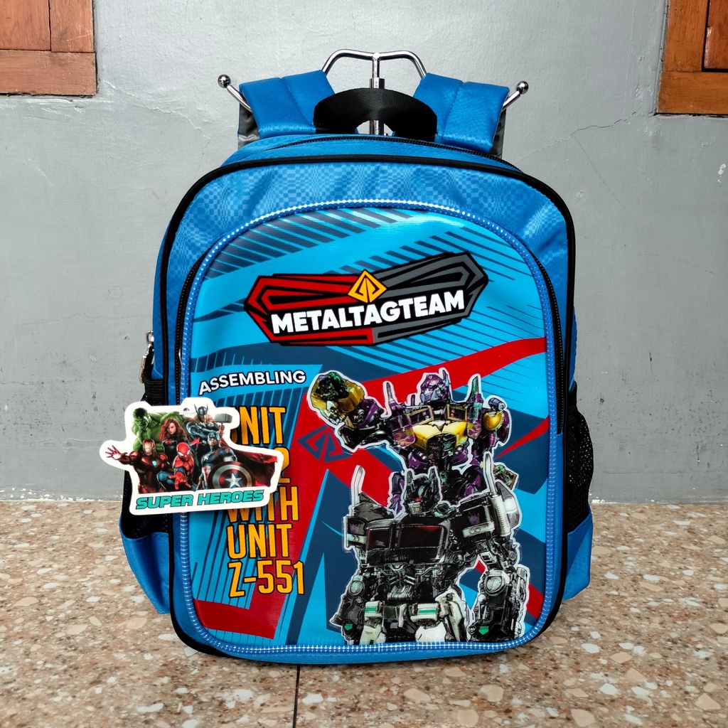 Tas Ransel Backpack Sekolah Anak Laki Laki PAUD TK Alto Robot Metaltagteam Assembling