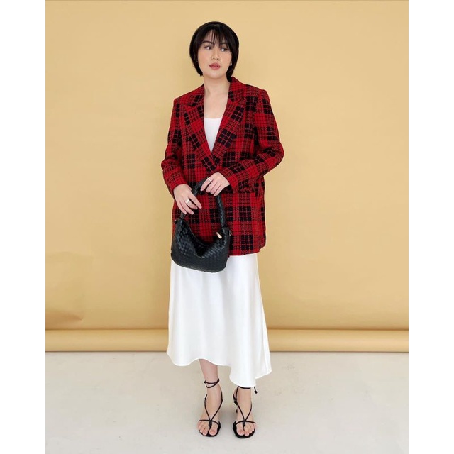 TRICK & TRICKY OVERSIZED BLAZER TWEED RED