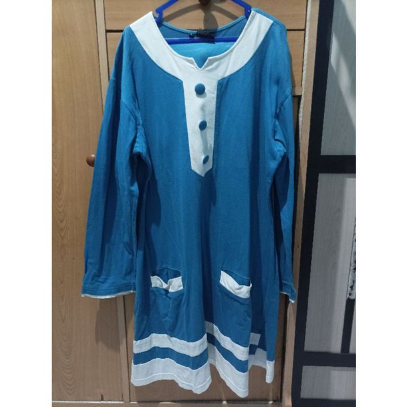 PRELOVED KAOS TUNIK KATUN SANTRIWATI SYAR'I GONTOR BRANDED MERK UKTHI WARNA TOSKA