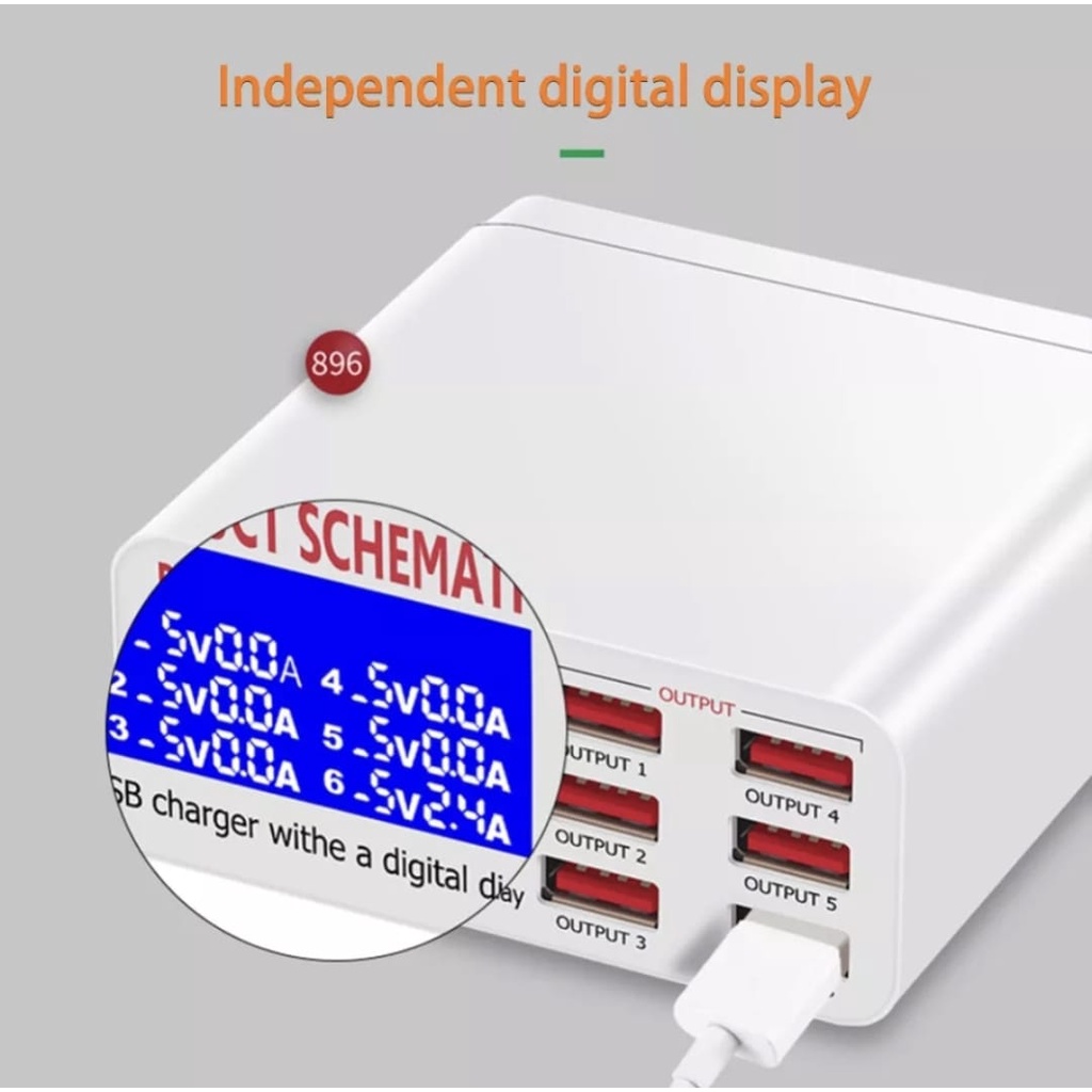 Multiport USB Smart Charging Station LCD Display Fast Charging 40w