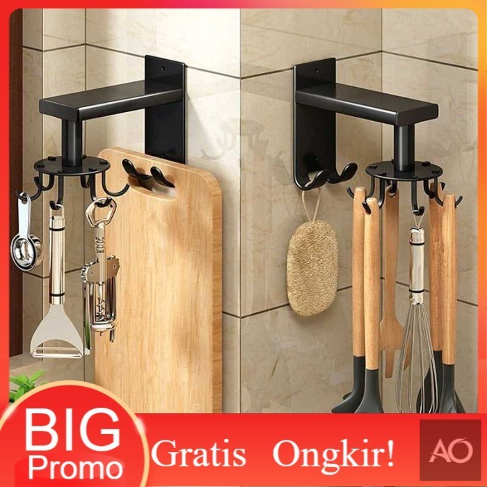 Gantungan Rak Gantungan Dapur 8 Hook Strong Adhesive Sutil Wajan lap