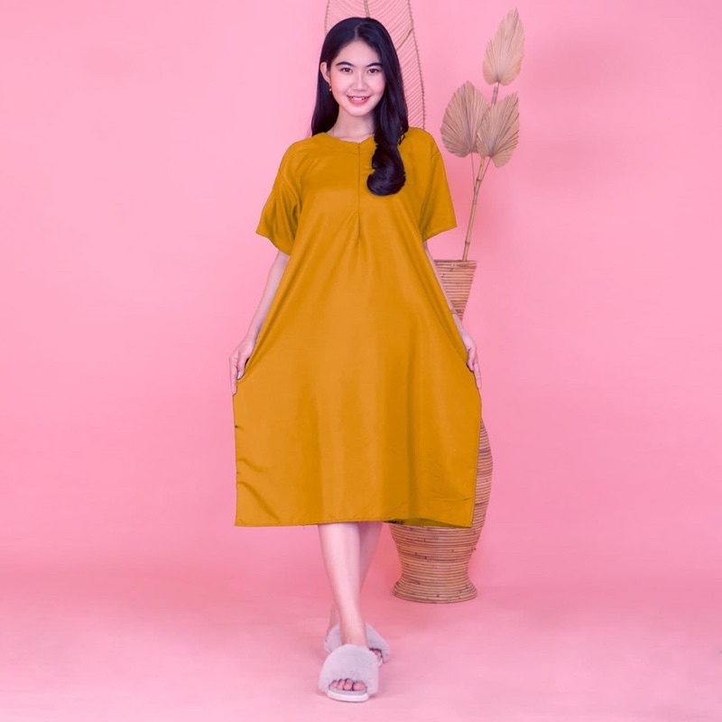 Daster Polos JUMBO Warna RANDOM Santai Viral Kekinian Linen Premium | Daster Wanita Jumbo | Daster Wanita Polos Busui Friendly | Daster Kekinian | Premium Quality | COD