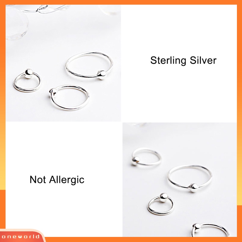 [WONE] Fashion Wanita Sliver Disepuh Putaran Cincin Anting Tulang Rawan Hoop Perhiasan Hadiah