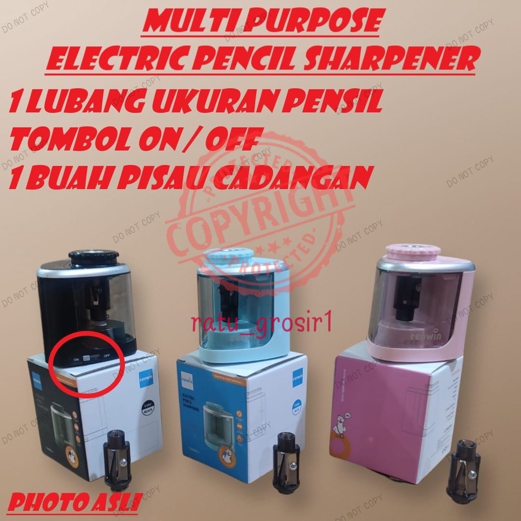 Serutan Electric Pencil Rautan Pensil Otomatis Elektrik Sharpener