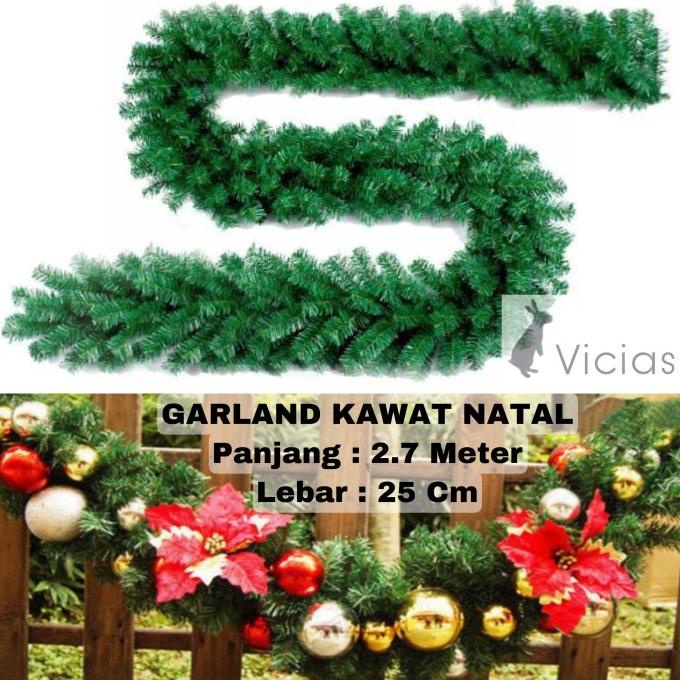 TIN10 Garland Daun KAWAT Lilit Murah Hiasan Dekorasi Natal Christmas