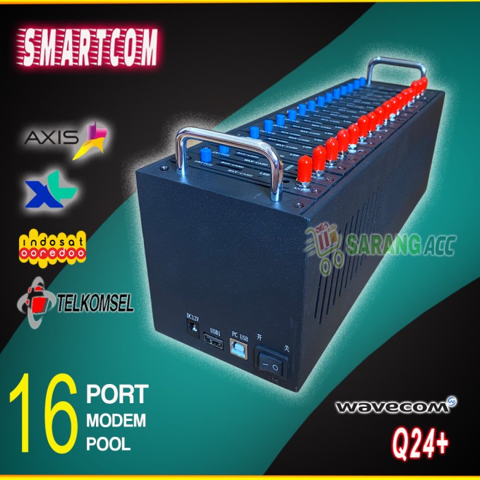 Mdo Modem Pool 16 Port Usb Tombol Biru Merk Syscom Slot Hijau Lebar Q2406B
