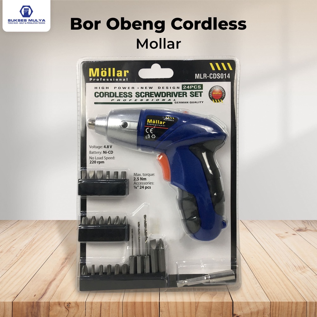 Cordless Screwdriver / Mesin Obeng / Mesin Bor Portable Mollar CDS014