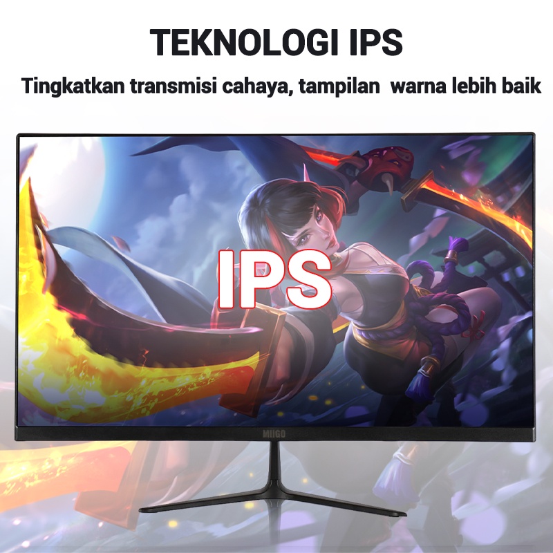 MIIGO monitor PC gaming - 24 Inch 1080P 75HZ IPS HDMI DP USB monitor lengkung di surabaya