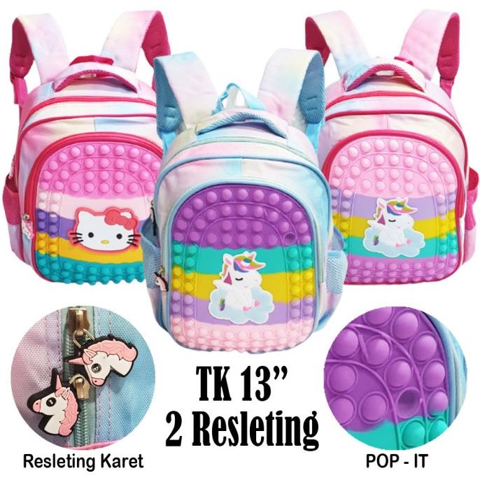 BACKPACK POP IT TAS RANSEL ANAK SEKOLAH TK PEREMPUAN 13inch IMPORT