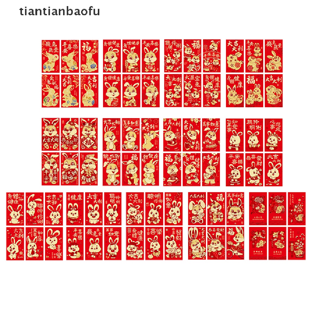 [tiantianbaofu] 6 Pcs Kartun Anak Uang Packing Tas Amplop Merah Festival Musim Semi Hongbao Butik