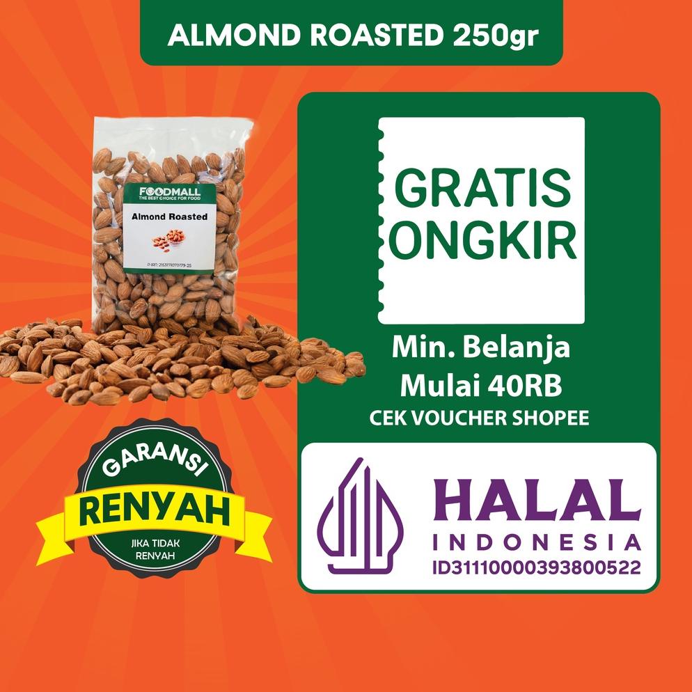

[KODE PRODUK DRP9372] Almond Roasted 250 gram / almond panggang