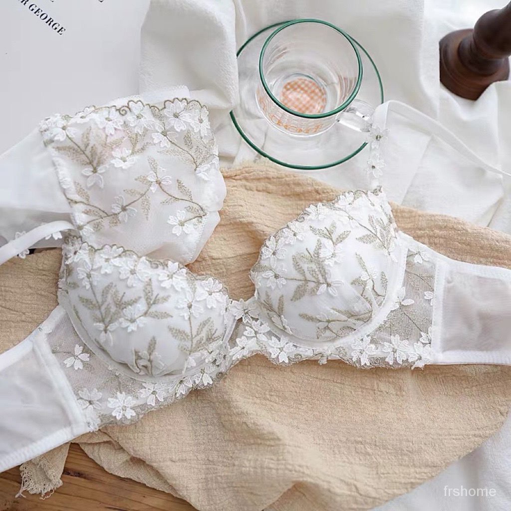 Pakaian dalam Prancis untuk wanita dengan payudara kecil dan bordir lingkaran baja lembut dengan set