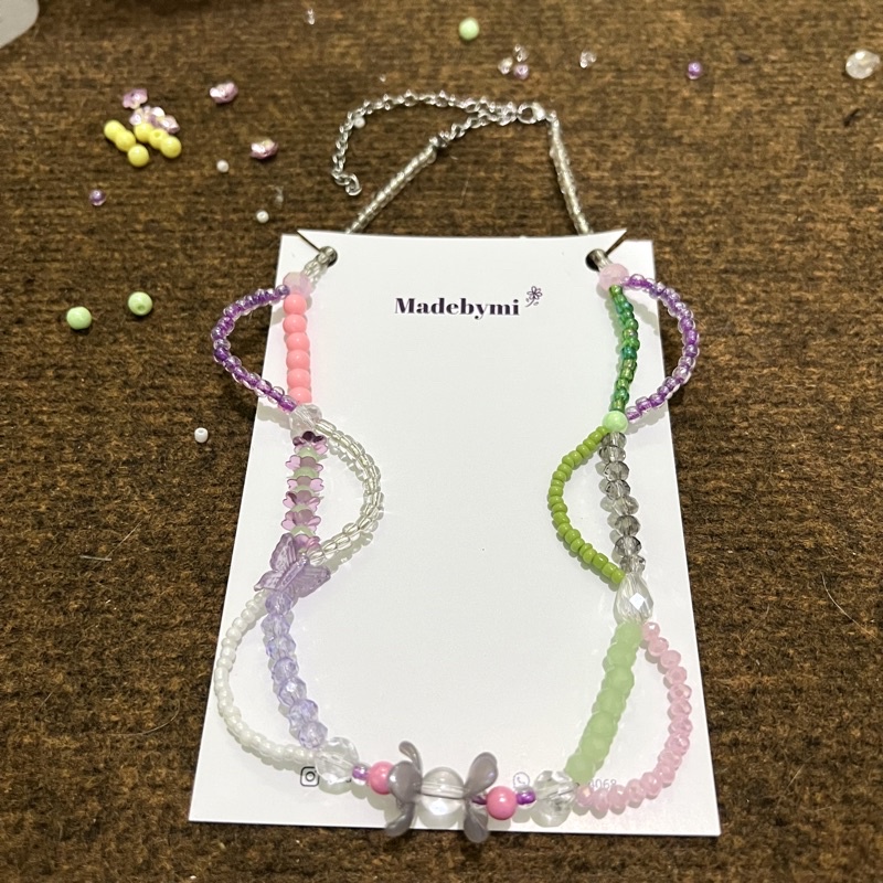 Kalung Necklace handmade Manik Manik Single Necklace Choker Hijab Clover