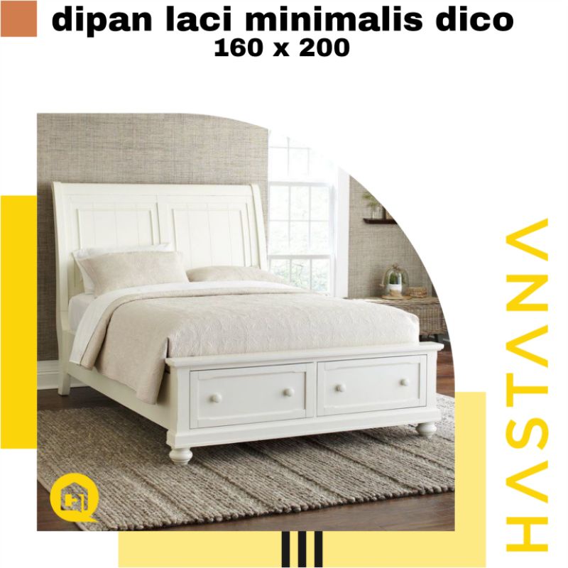 dipan tempattidur minimalis laci duco , dipan minimalis modern , dipan laci duco putih estetik