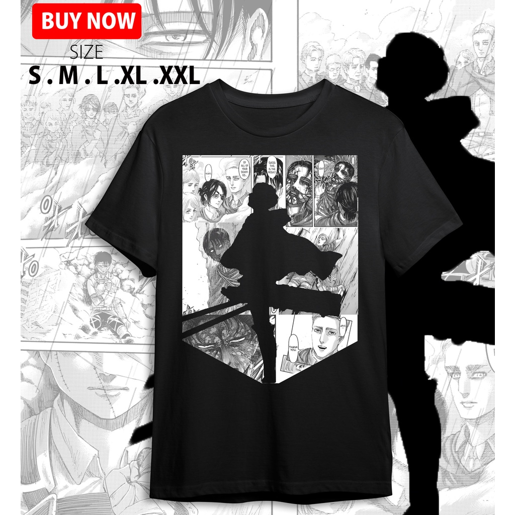 Kaos Anime Attack on Titan / Shingeki no Kyojin | Eren Jaeger / Yeager | Levy | Mikasa Ackerman