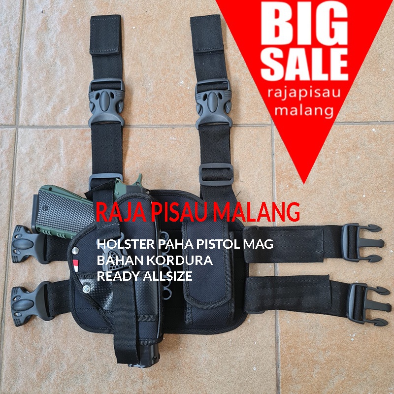 Holster Paha Kanan / Kiri Holder Pistol Taktis Militer Adjustable BAHAN KANVAS
