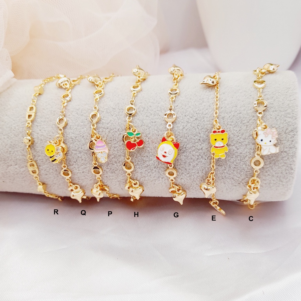 Gelang Anak Bayi Xuping Lucu Ukuran ABG Tanggung Unicorn Kuda Poni Kitty Dorami Cherry Lonceng Lapis Emas - BB637