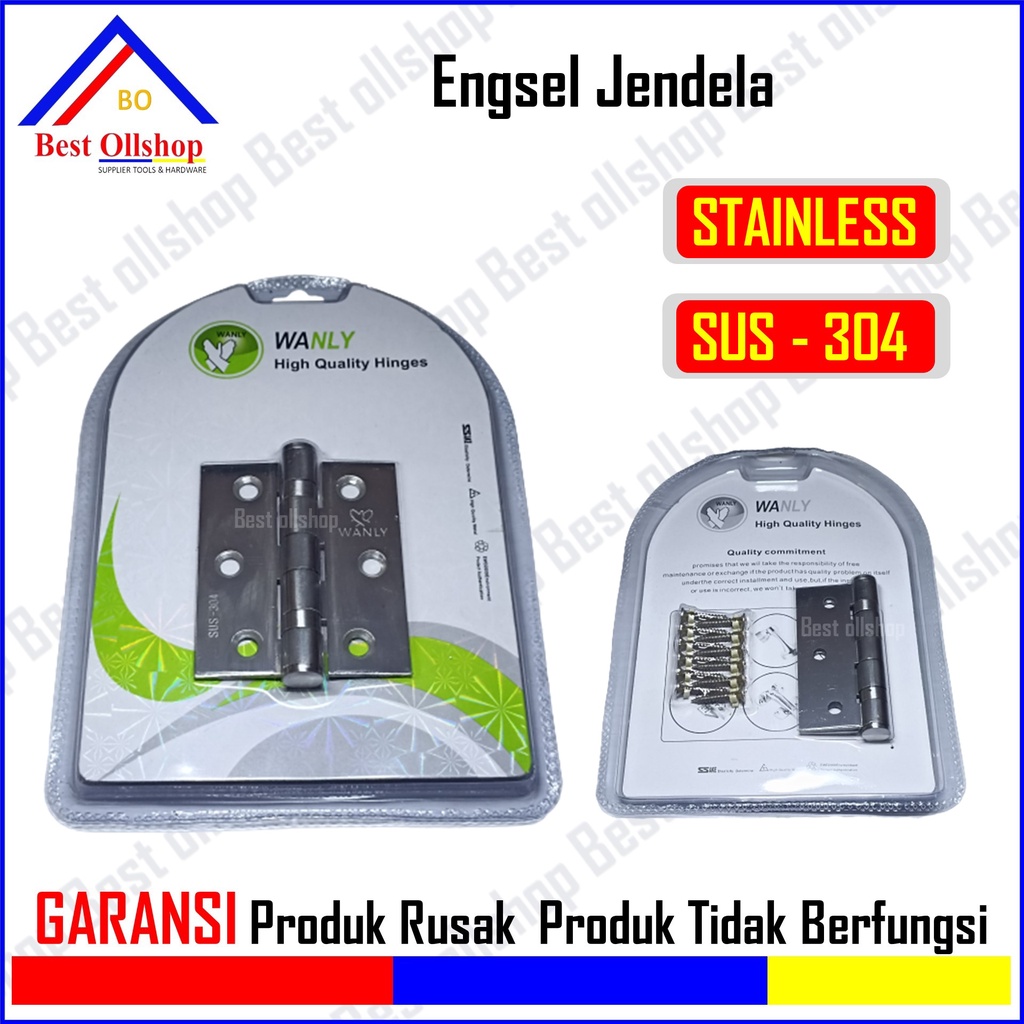 Engsel 5 inch 4 Inch 3 Inch / Engsel Lubang 5 4 3 Engsel Daun Pintu Besar Pintu Kupu Tarung / Engsel Pintu Jendela Tebal Stainless Steel SUS 304 3 Inch