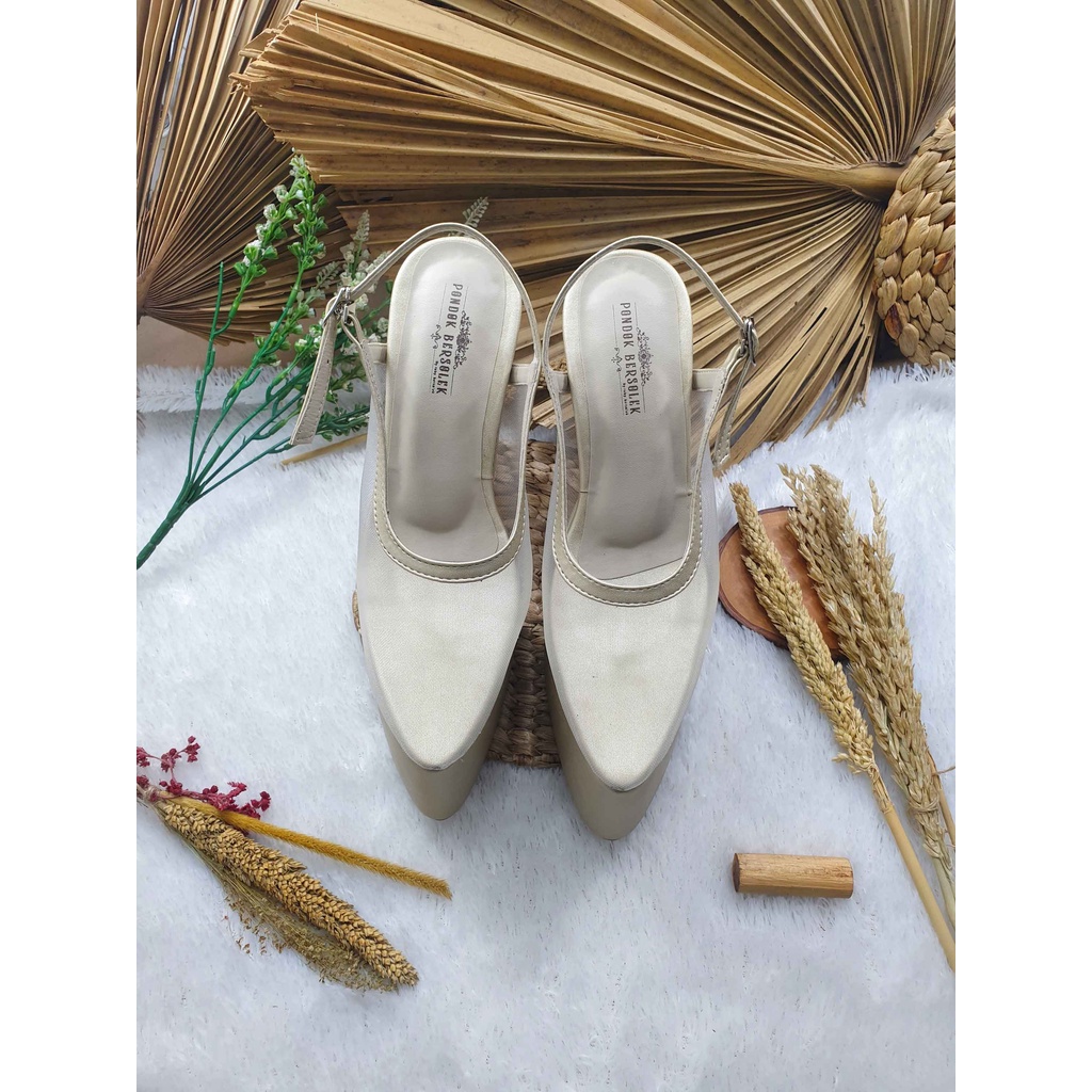 Sepatu wedding clarisa polos gold hak tinggi 15 cm