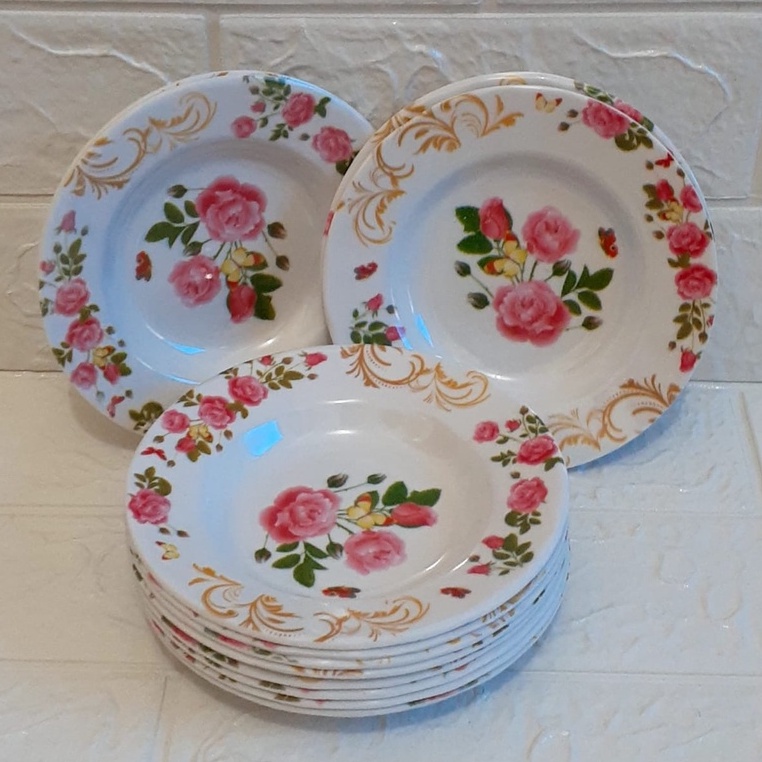 piring tatakan melamin motif bunga - piring kecil melamin - piring pisin melamine