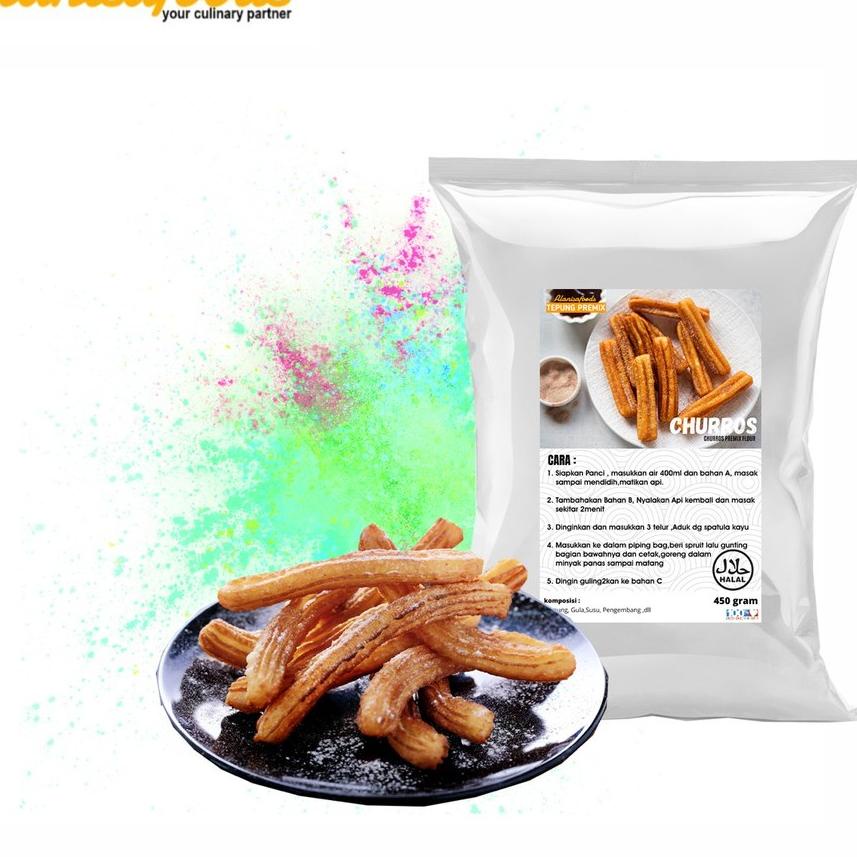 

ね PAKET !! TEPUNG PREMIX CHURROS 450GR DENGAN SPRUIT DAN PLASTIK SEGITIGA ➟